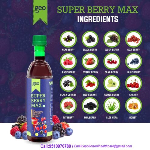 GEO Natural Super Berry Max Juice Concentrate For Immunity Booster, Heart Health And Beauty Mixed Fruit