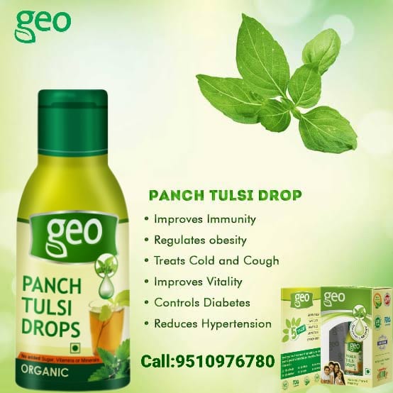 GEO Natural Panch Tulsi: Concentrated Extract Drops of 5 Rare Tulsi for Natural Immunity Boosting & Cough and Cold Relief